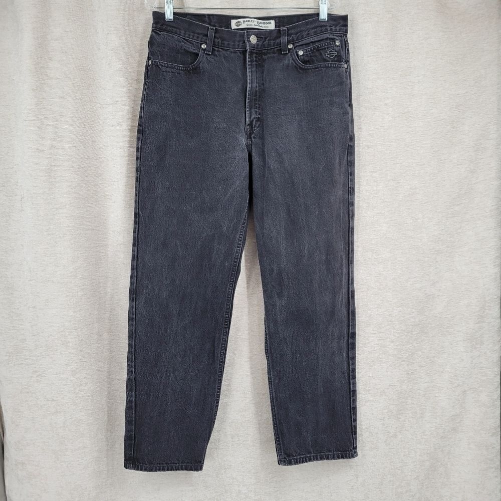 Harley Davidson Black Y2K Cotton Relaxed Fit Jeans Men's Size 34/30